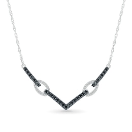 1/3 CT. T.W. Black and White Diamond Paperclip Chevron Necklace in Sterling Silver