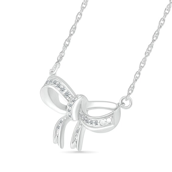 1/15 CT. T.w. Diamond Bow Necklace in Sterling Silver