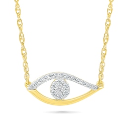 1/10 CT. T.W. Multi-Diamond Evil Eye Necklace in Sterling Silver with 10K Gold Plate