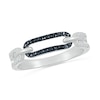 Thumbnail Image 1 of 1/8 CT. T.W. Black and White Diamond Interlocking Paperclip Ring in Sterling Silver