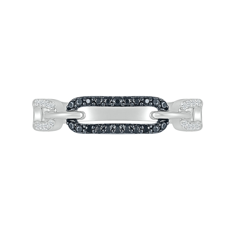Main Image 2 of 1/8 CT. T.W. Black and White Diamond Interlocking Paperclip Ring in Sterling Silver
