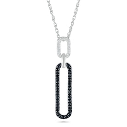 1/5 CT. T.W. Black and White Diamond Elongated Paperclip Pendant in Sterling Silver