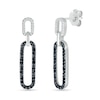 Thumbnail Image 1 of 1/4 CT. T.W. Black and White Diamond Elongated Paperclip Drop Earrings in Sterling Silver