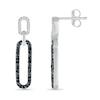 Thumbnail Image 2 of 1/4 CT. T.W. Black and White Diamond Elongated Paperclip Drop Earrings in Sterling Silver