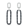 Thumbnail Image 3 of 1/4 CT. T.W. Black and White Diamond Elongated Paperclip Drop Earrings in Sterling Silver