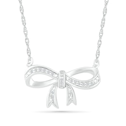 1/15 CT. T.W. Diamond Bow Necklace in Sterling Silver