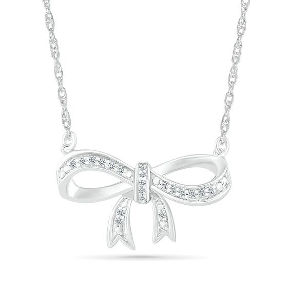 1/15 CT. T.w. Diamond Bow Necklace in Sterling Silver