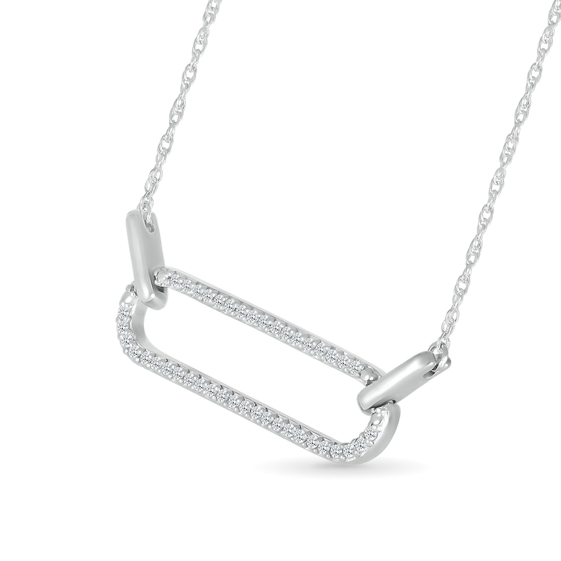 Sterling Silver 0.29 CT T.W. Diamond Padlock Paperclip Necklace