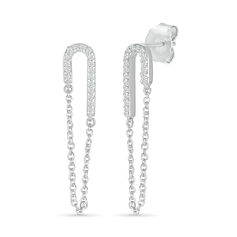 1/8 CT. T.W. Diamond Half Paperclip Chain Drop Earrings in Sterling Silver