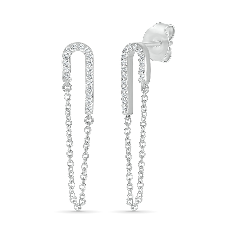 Main Image 1 of 1/8 CT. T.W. Diamond Half Paperclip Chain Drop Earrings in Sterling Silver