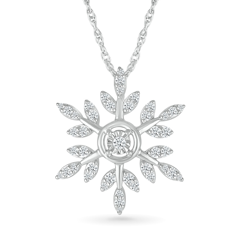 Main Image 1 of 1/5 CT. T.W. Diamond Branch Snowflake Pendant in Sterling Silver