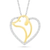 Thumbnail Image 1 of 1/20 CT. T.W. Diamond Dog Silhouette Heart Pendant in Sterling Silver and 10K Gold Plate