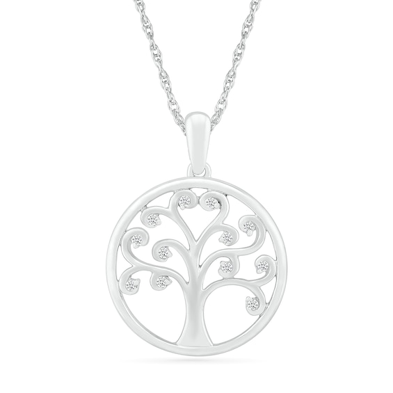 1/20 CT. T.w. Diamond Curly Tree of Life Pendant in Sterling Silver