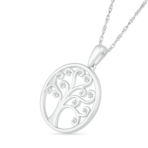 1/20 CT. T.w. Diamond Curly Tree of Life Pendant in Sterling Silver