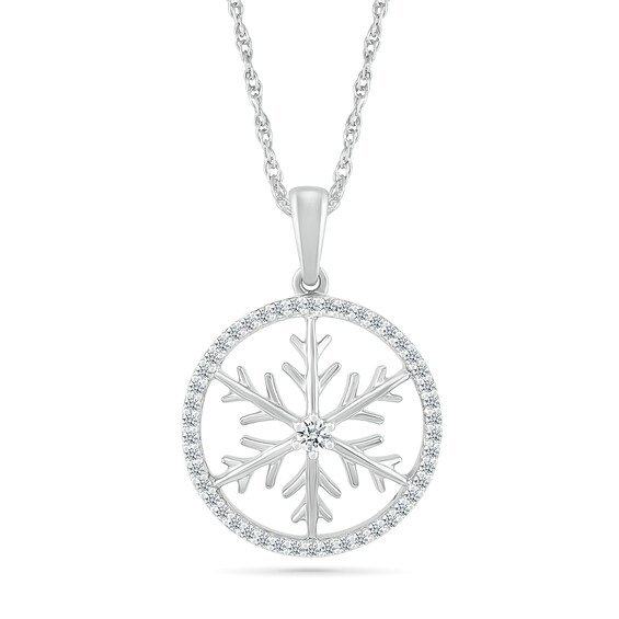 1/6 CT. T.w. Diamond Circle Outline with Snowflake Pendant in Sterling Silver