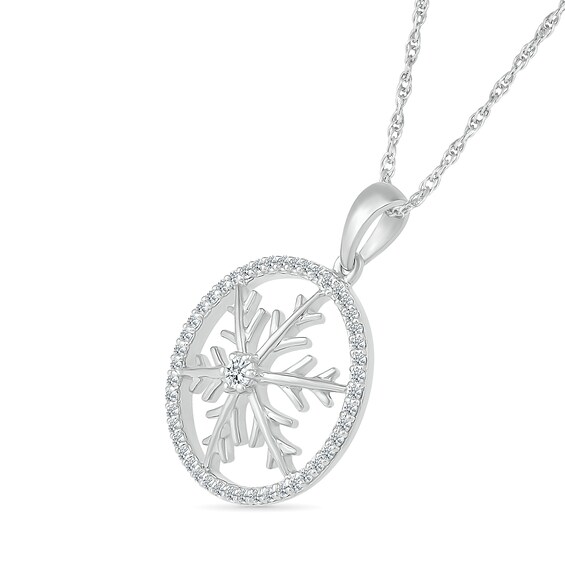 1/6 CT. T.w. Diamond Circle Outline with Snowflake Pendant in Sterling Silver