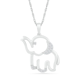 1/10 CT. T.W. Diamond Chubby Elephant Pendant in Sterling Silver
