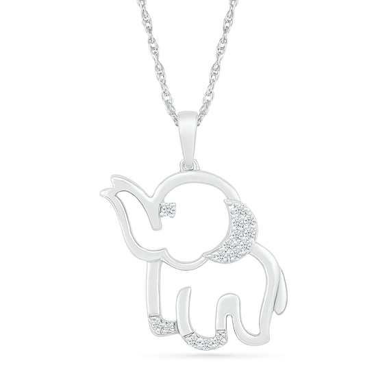 1/10 CT. T.w. Diamond Chubby Elephant Pendant in Sterling Silver