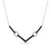 Thumbnail Image 1 of 1/3 CT. T.W. Black and White Diamond Paperclip Chevron Necklace in Sterling Silver