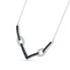Thumbnail Image 2 of 1/3 CT. T.W. Black and White Diamond Paperclip Chevron Necklace in Sterling Silver
