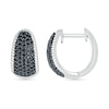 Thumbnail Image 2 of 1/2 CT. T.W. Black and White Diamond Rope Edge Dome Hoop Earrings in Sterling Silver