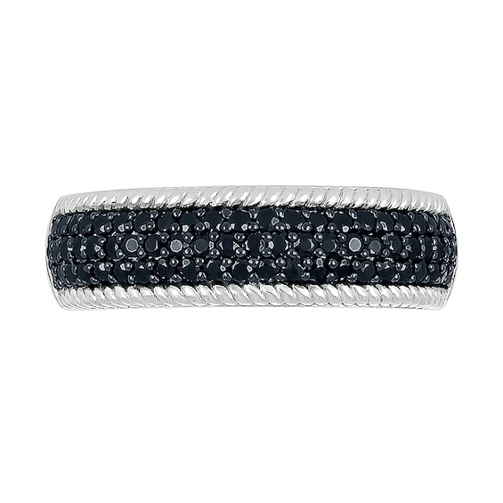 1/2 CT. T.w. Black and White Diamond Rope Edge Band in Sterling Silver