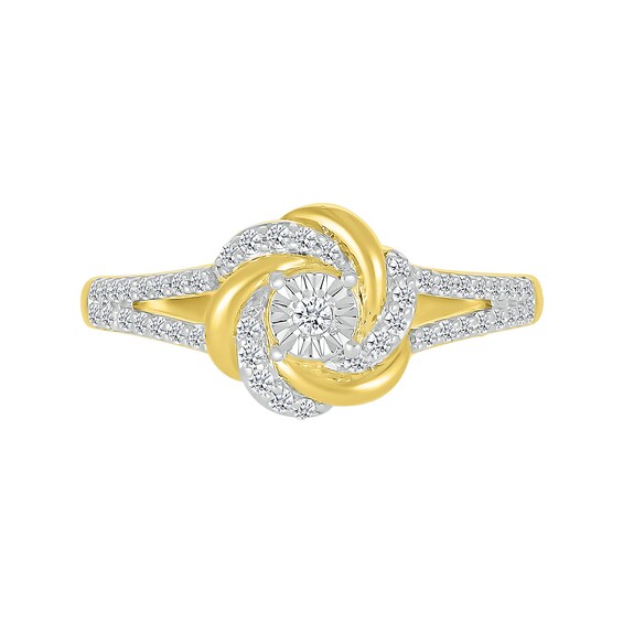 1/5 CT. T.w. Diamond Love Knot Ring in Sterling Silver with 10K Gold Plate