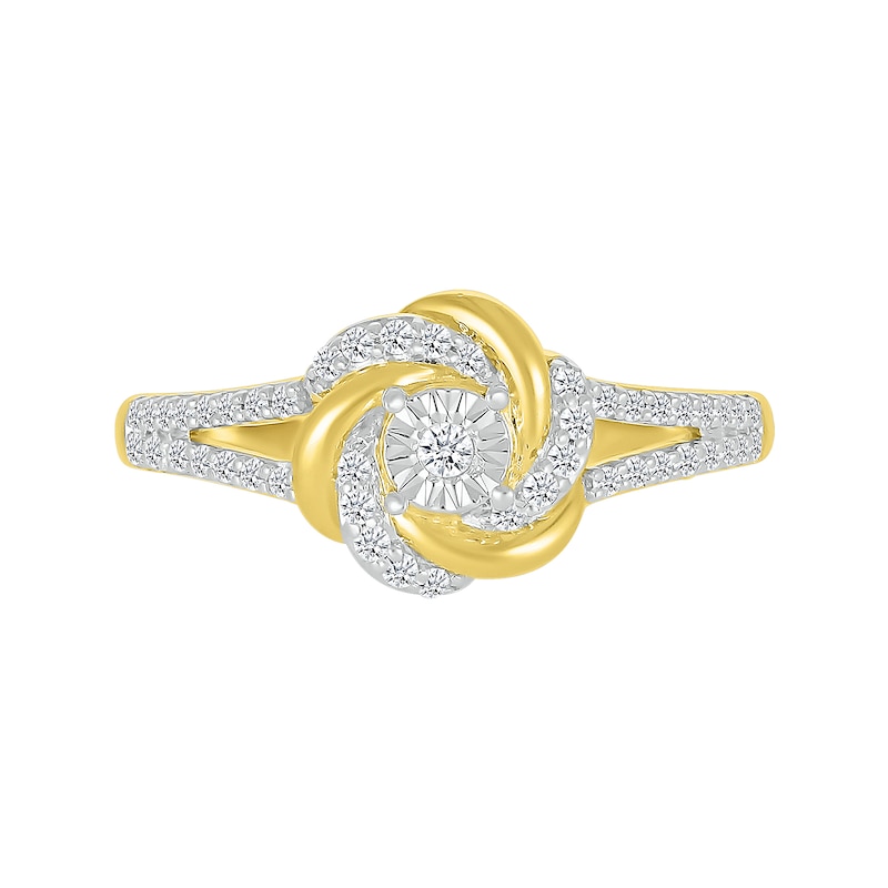 1/5 CT. T.W. Diamond Love Knot Ring in Sterling Silver with 10K Gold Plate