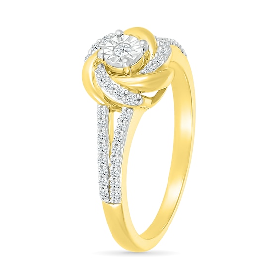 1/5 CT. T.w. Diamond Love Knot Ring in Sterling Silver with 10K Gold Plate