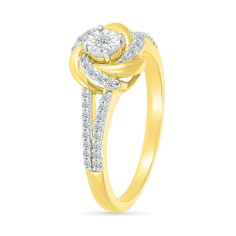 1/5 CT. T.W. Diamond Love Knot Ring in Sterling Silver with 10K Gold Plate