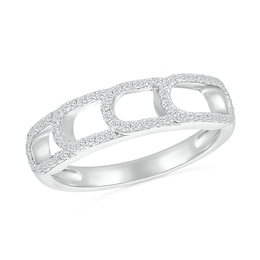1/4 CT. T.W. Diamond Sideways Paperclip Stack Ring in Sterling Silver