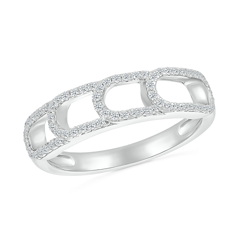 Main Image 1 of 1/4 CT. T.W. Diamond Sideways Paperclip Stack Ring in Sterling Silver