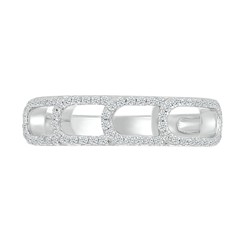 Main Image 2 of 1/4 CT. T.W. Diamond Sideways Paperclip Stack Ring in Sterling Silver