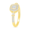 Thumbnail Image 3 of 1/5 CT. T.W. Quad Diamond Cushion Frame Collar Ring in Sterling Silver with 10K Gold Plate