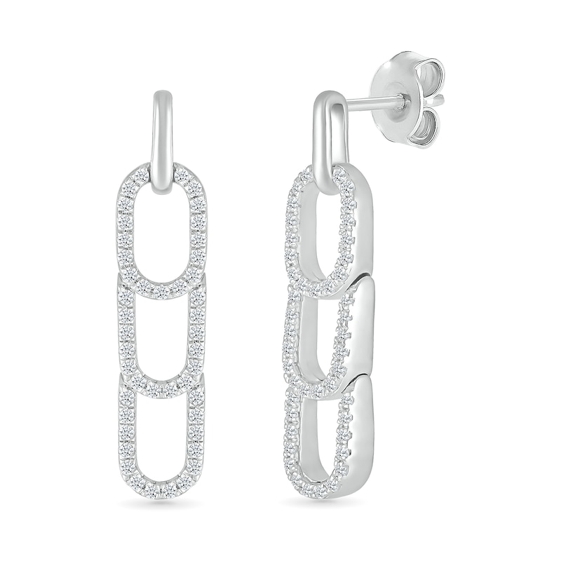Main Image 1 of 3/8 CT. T.W. Diamond Paperclip Stack Dangle Drop Earrings in Sterling Silver