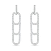 Thumbnail Image 3 of 3/8 CT. T.W. Diamond Paperclip Stack Dangle Drop Earrings in Sterling Silver