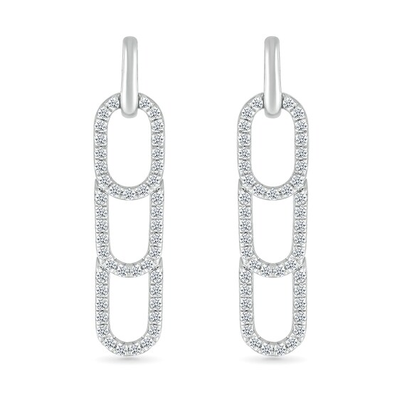 3/8 CT. T.w. Diamond Paperclip Stack Dangle Drop Earrings in Sterling Silver