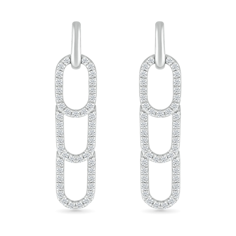 Main Image 3 of 3/8 CT. T.W. Diamond Paperclip Stack Dangle Drop Earrings in Sterling Silver