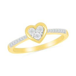 1/10 CT. T.W. Multi-Diamond Heart Ring in Sterling Silver with 10K Gold Plate