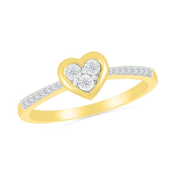 1/10 CT. T.w. Multi-Diamond Heart Ring in Sterling Silver with 10K Gold Plate