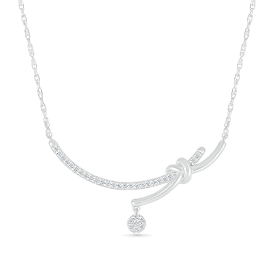 1/4 CT. T.w. Multi-Diamond Dangle Curved Bar Necklace in Sterling Silver