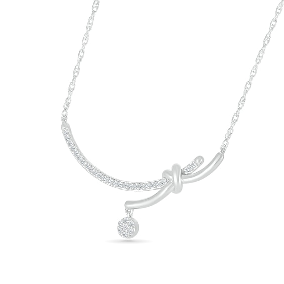 1/4 CT. T.w. Multi-Diamond Dangle Curved Bar Necklace in Sterling Silver