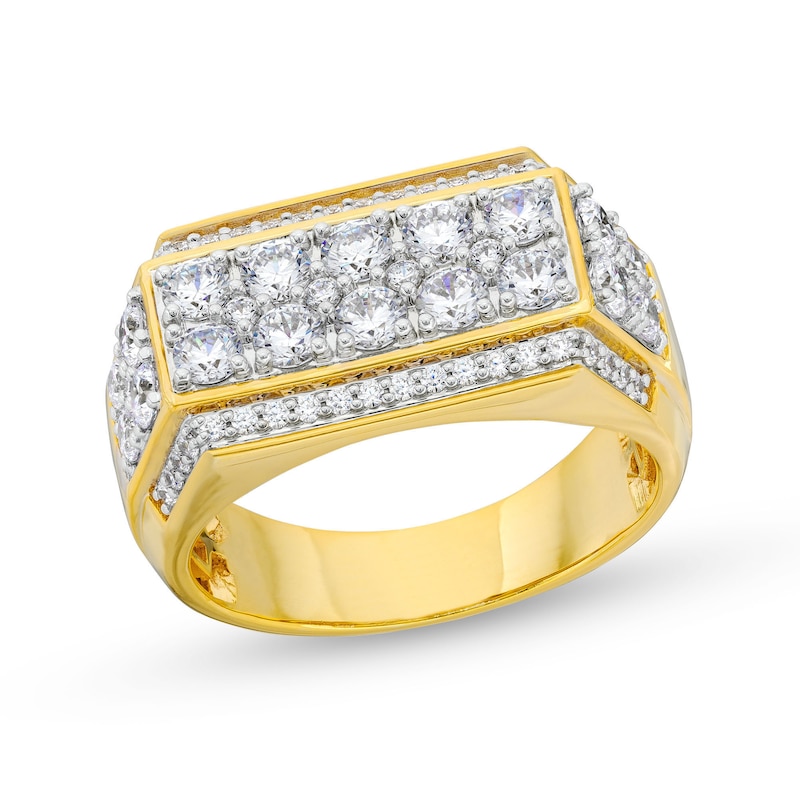 Main Image 1 of Men's 2 CT. T.W. Certified Lab-Grown Diamond Edge Raised Rectangle-Top Ring in 10K Gold (F/SI2)