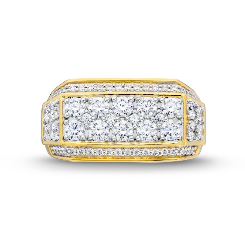Main Image 3 of Men's 2 CT. T.W. Certified Lab-Grown Diamond Edge Raised Rectangle-Top Ring in 10K Gold (F/SI2)
