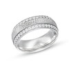 Thumbnail Image 0 of Men's 3/4 CT. T.W. Diamond Edge Hammered Center Row Band in 10K White Gold