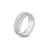 Thumbnail Image 2 of 3/4 CT. T.W. Diamond Edge Hammered Center Row Band in 10K White Gold