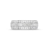 Thumbnail Image 2 of Men's 3/4 CT. T.W. Diamond Edge Hammered Center Row Band in 10K White Gold