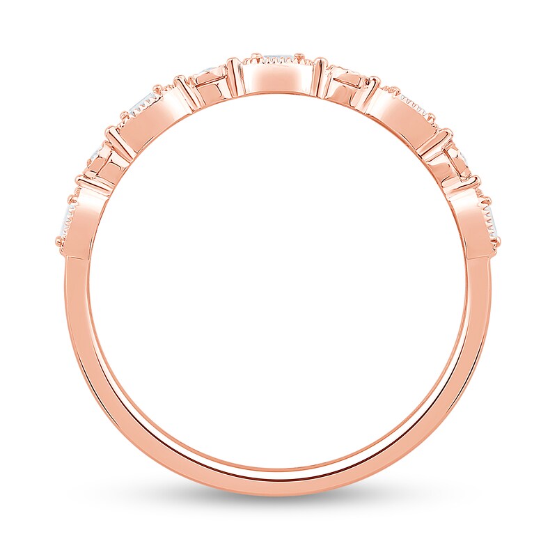 1/15 CT. T.W. Baguette and Round Diamond Vintage-Style Stackable Band in 10K Rose Gold