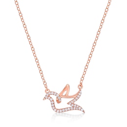 1/8 CT. T.W. Diamond Dove Necklace in Sterling Silver with 18K Rose Gold Plate