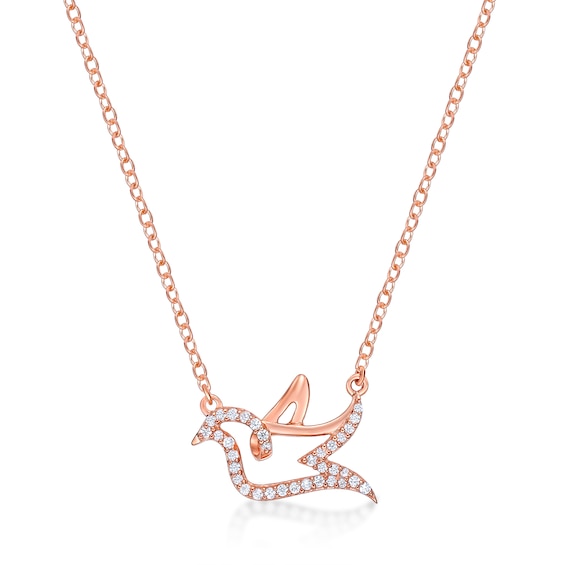 1/8 CT. T.w. Diamond Dove Necklace in Sterling Silver with 18K Rose Gold Plate